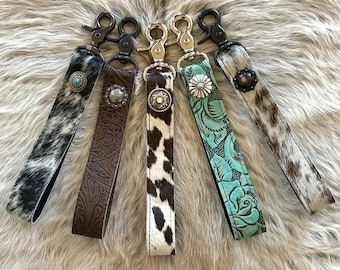 Key Chains, Wristlet Straps, Camera Strap, Cowhide, leather, concho