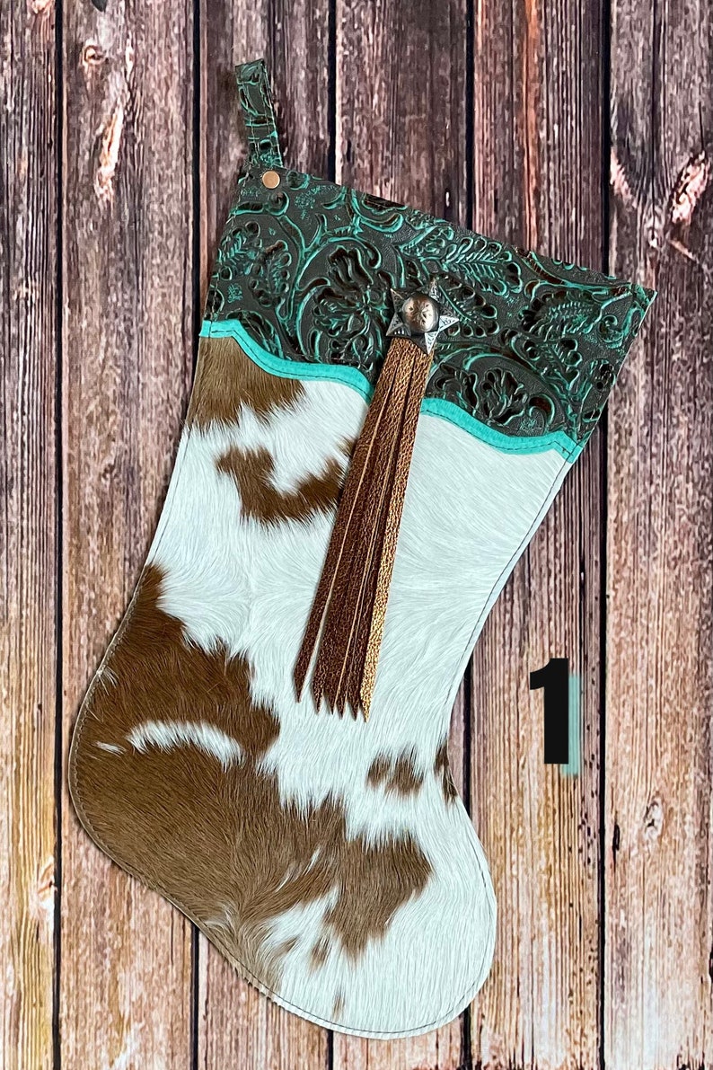 Cowhide Stockings CowhideLeather Christmas Stockings Etsy