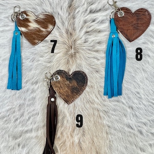 Cowhide and Leather Purse Charms-Heart Key Chains-Zipper pull Accessory image 7