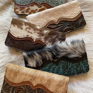 Western Checkbook-Credit Card Cover- Deluxe Wallet-Cowhide-leather