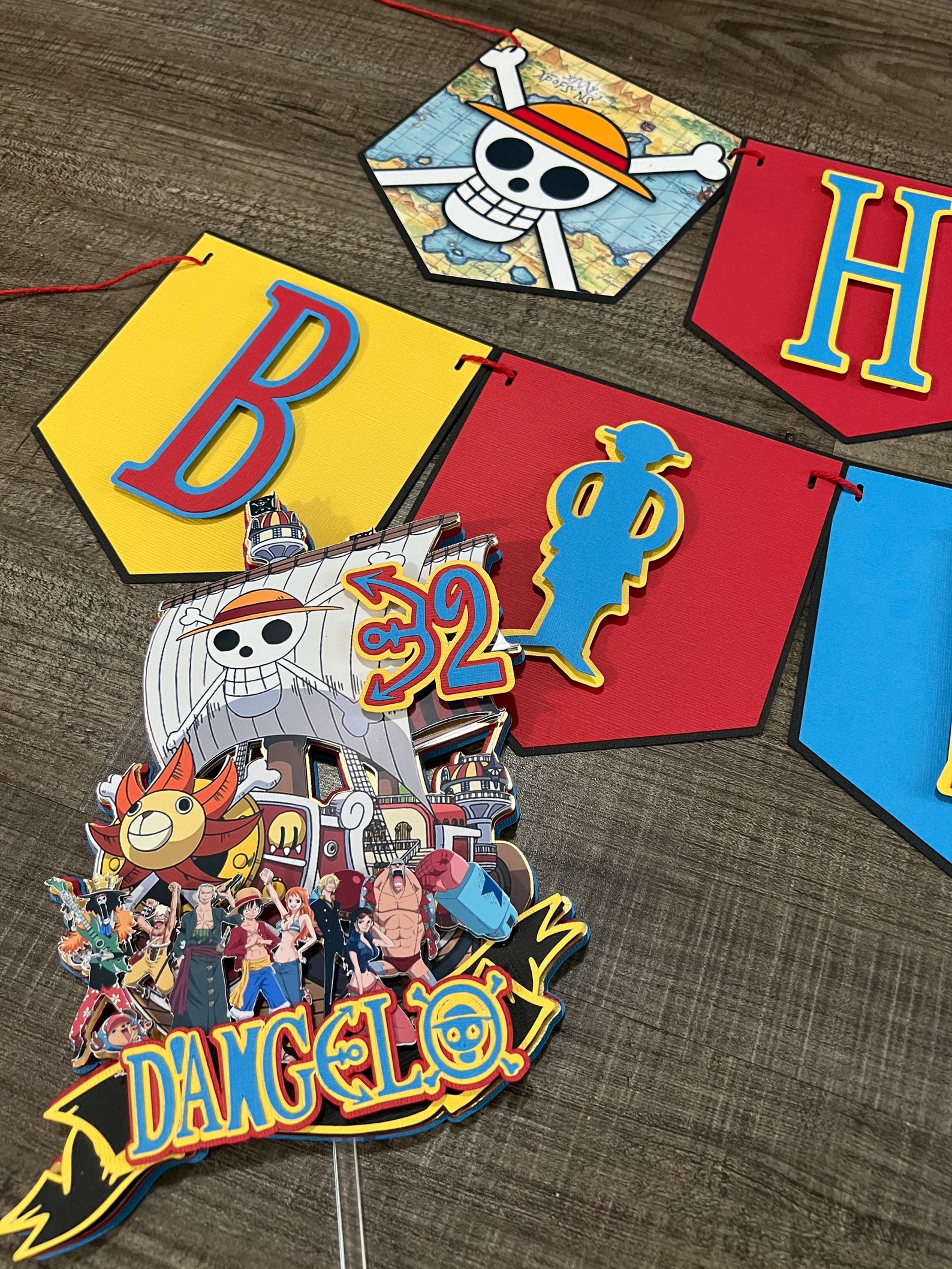 One Piece Cake Topper and Happy Birthday Banner One Piece - Etsy