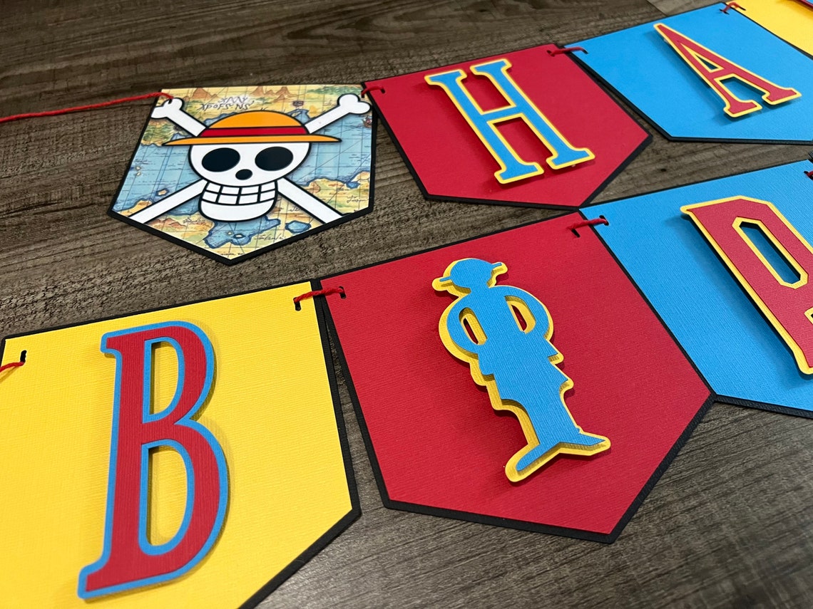One Piece Cake Topper and Happy Birthday Banner One Piece Etsy