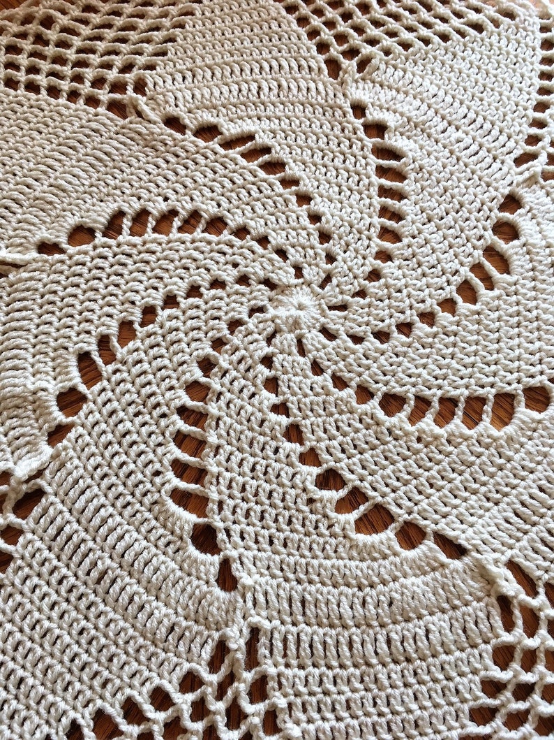 33 Inch Giant Doily, Large Centerpiece, Tablecloth, Crochet Doily