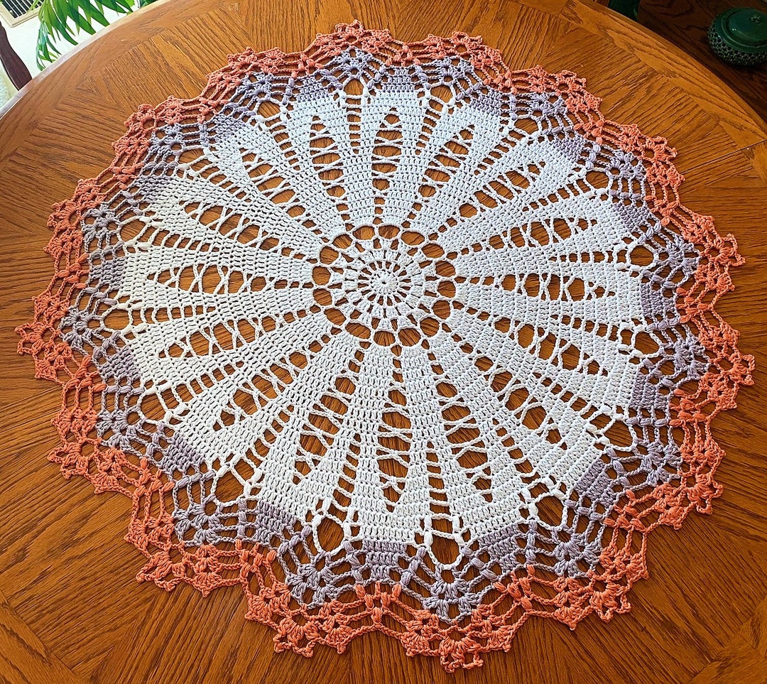 34.5 Inch Doily, Tablecloth, Table Cover, Crochet, Handmade, Table Décor, Home Décor Etsy