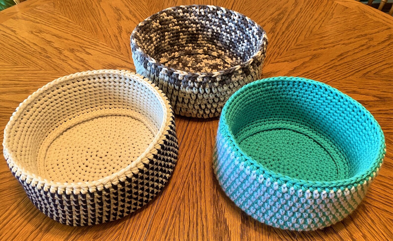 Mosaic Baskets Storage Baskets Home Décor Crochet Baskets Etsy