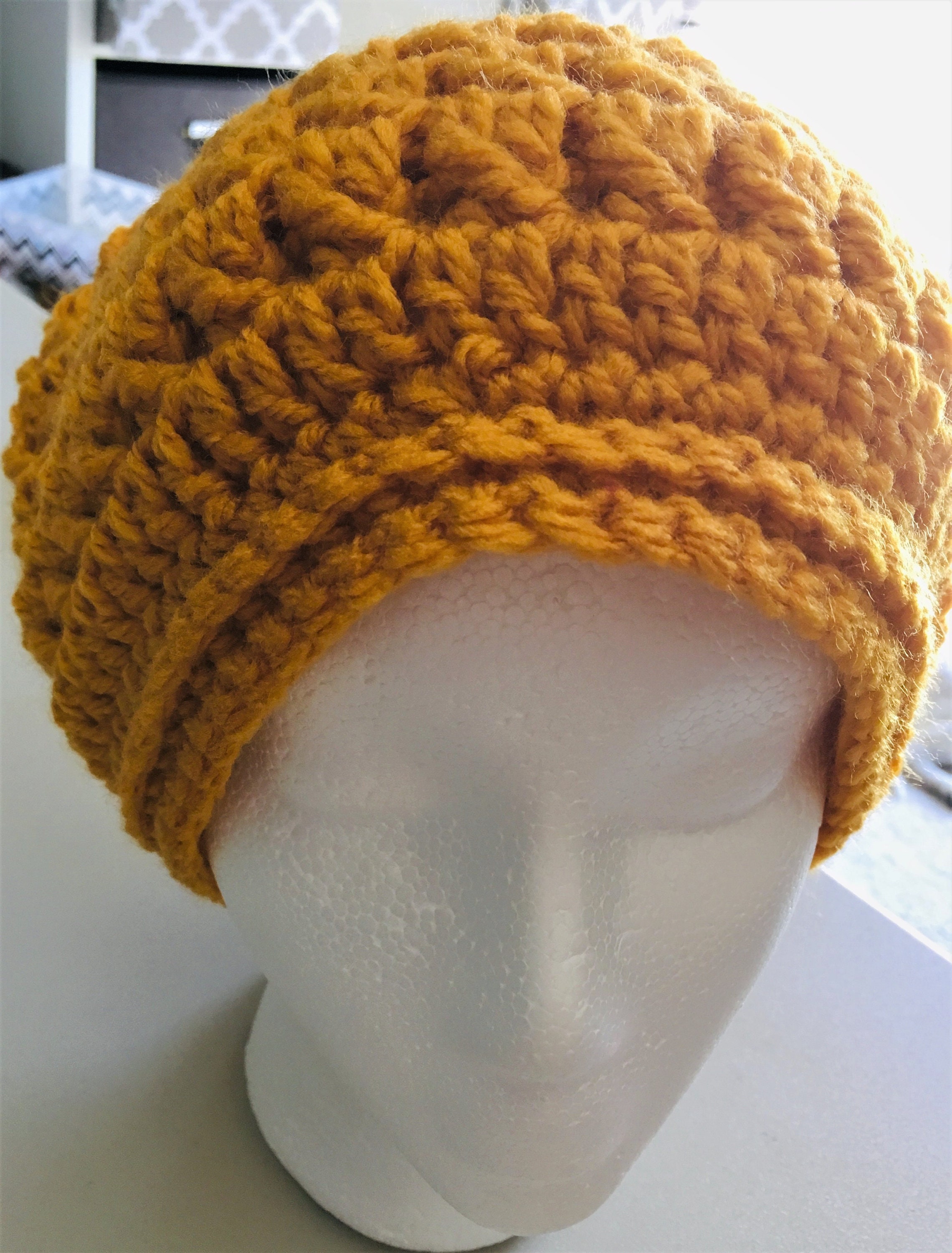 Handmade Sage Hat Crochet Hat Mustard Hat Warm Hat Winter Hat Adult Crochet Hat