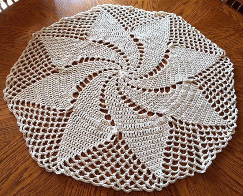 33 Inch Giant Doily, Large Centerpiece, Tablecloth, Crochet Doily