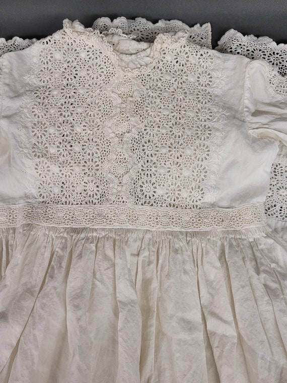 Victorian Cotton Lace Infant Christening Gown - image 2