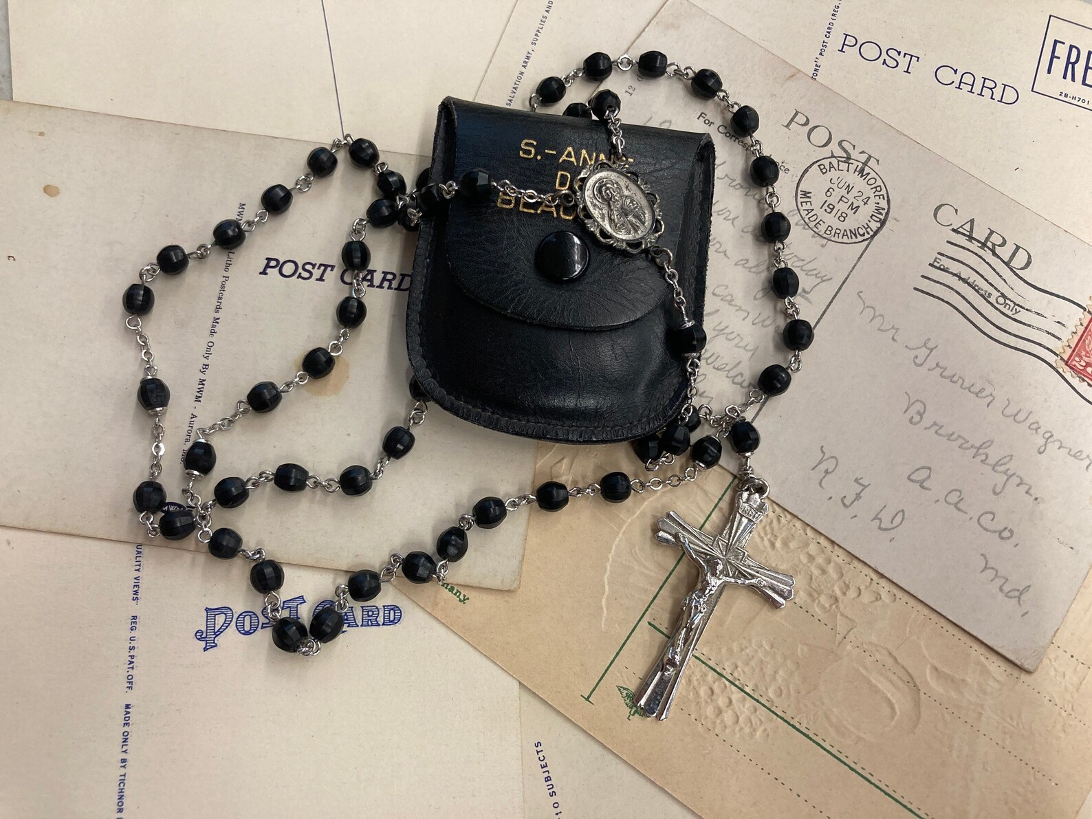 Vintage Saint Anne DE Beaupre Crucifix Religious Rosary Etsy