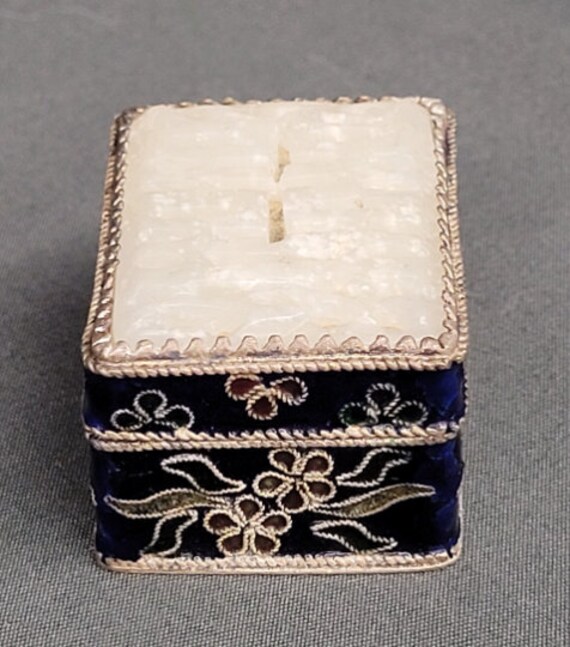 Carved Top Blue Cloisonné  Enamel Trinket Box - image 2