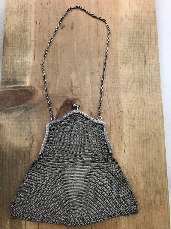 Vintage Victorian Sterling Mesh Purse Chatelaine B