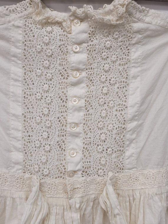 Victorian Cotton Lace Infant Christening Gown - image 3