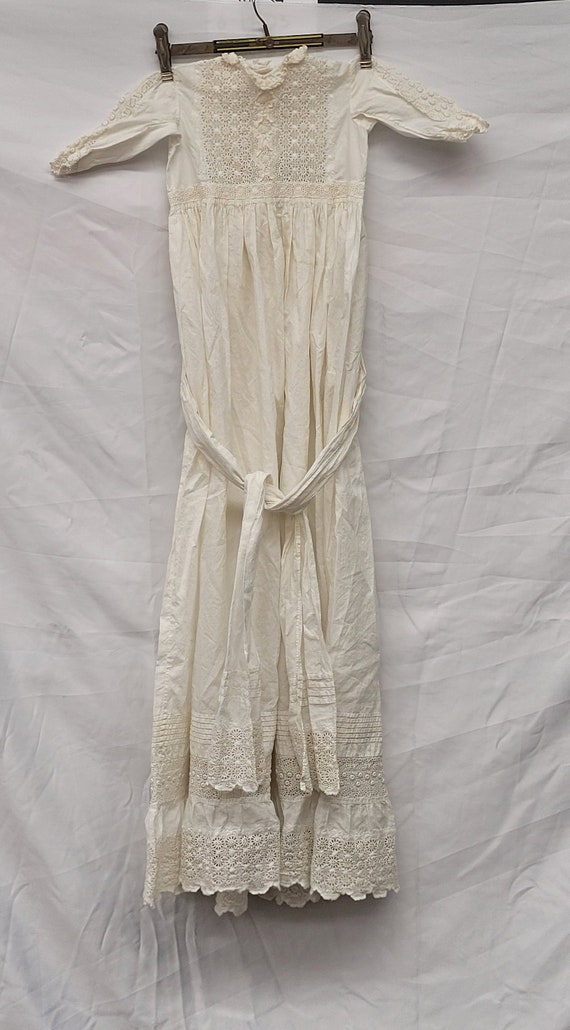 Victorian Cotton Lace Infant Christening Gown - image 5