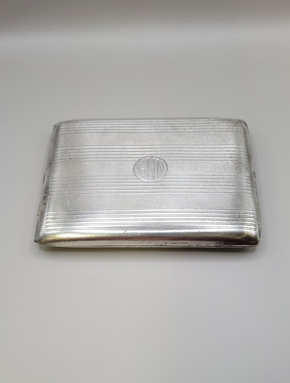 Vtg Art Deco Silver Tone Monogramed Cigarette Case