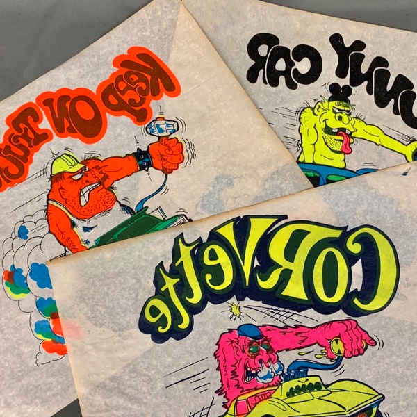 Vintage 70's Hot Rod Rat Fink Style Quik-Set Iron On Decals