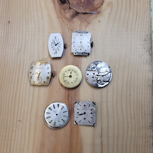 Vtg Men&#39;s Watch Movements 7 Piece Lot