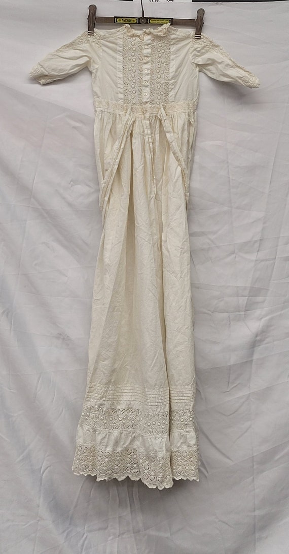 Victorian Cotton Lace Infant Christening Gown - image 6
