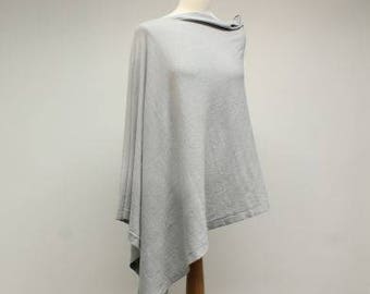 Woman's Poncho, Gray Poncho, One Size Fits Most, Cotton Poncho, Stocking Filler, Knitted Poncho, European Poncho, Xmas Gift Stocking, 60008