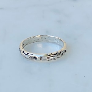 Retro Sterling Silver Tribal Stacking Ring, Size 6 3/4, BoHo 925 Fashion Ring, Patterned, Cool Gift For Her, Gift For Women, #CE0763