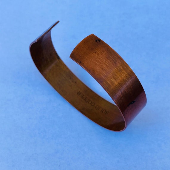 Vintage "Solid Copper" Cuff Bracelet, Open Bangle… - image 3
