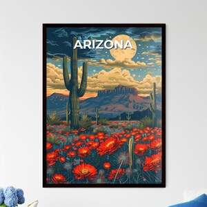 Arte del deserto accattivante: cactus e fiori selvatici vivaci in Arizona – Destinazioni di viaggio / Personalizzabile