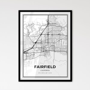 Fairfield, California: Mapa de la ciudad de estilo escandinavo para una decoración moderna del hogar