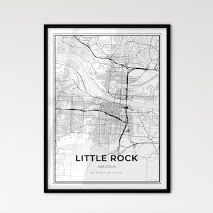 Little Rock, Arkansas: Mapa de la ciudad de estilo escandinavo para una decoración moderna del hogar