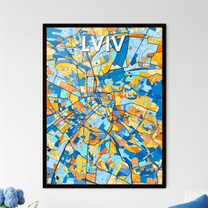 Póster de mapa artístico de Lviv, Ucrania: regalo de decoración del hogar vibrante para interiores únicos / toque personal, ¡perfecto para cualquier espacio!