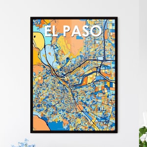El Paso Art, El Paso Map, Texas Wall Art, Vibrant Cityscape Poster, Custom Home Decor, Unique Gift Idea, Personalized Print