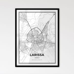 Larissa Griechenland - Stadtplan im skandinavischen Stil für das moderne Wohndekor
