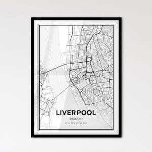 Liverpool, Engeland: stadsplattegrond in Scandinavische stijl voor modern interieur