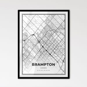 Brampton Canada - Stadtplan im Skandinavischen Stil für das moderne Wohndekor - schwarz-weiß Poster