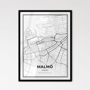 Malmö Suède - Plan de la ville de style scandinave pour une décoration intérieure moderne