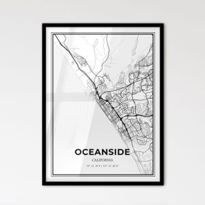 Oceanside California - Plan de la ville de style scandinave pour une décoration intérieure moderne