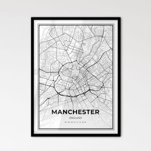 Manchester, Angleterre - Plan de la ville de style scandinave pour une décoration intérieure moderne