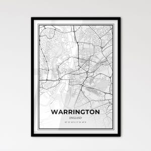 Warrington England: stadsplattegrond in Scandinavische stijl voor modern interieur