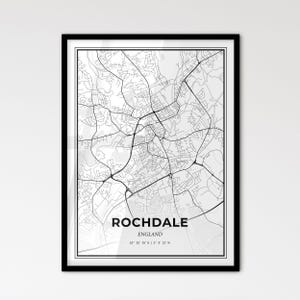 Rochdale England: stadsplattegrond in Scandinavische stijl voor modern interieur