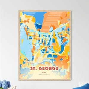 St. George Utah Küstenfarben Landkarte, St. George USA zweifarbige Heimatstadt Stadt Poster, auch als Digital Download