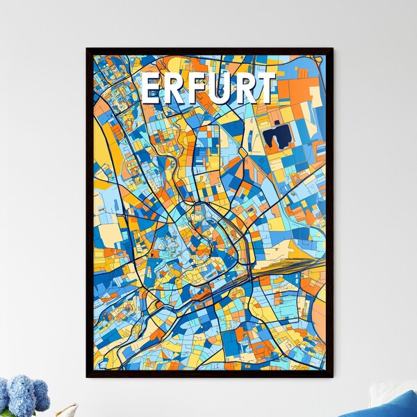 ERFURT GERMANY Vibrant Colorful Art Map Poster- Perfect gift for marriage, housewarming or for yourself