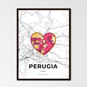 PERUGIA ITALY - Landkarte, wo alles begann - Wählen Sie eine von drei Stilen - Personalisierbarer Posterdruck, personalisiertes Geschenk