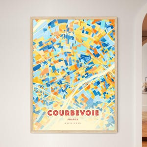Courbevoie Frankreich Küstenfarben Kunstkarte Courbevoie Frankreich Stadt Karte - Personalisierbarer Poster Druck oder digitaler Download