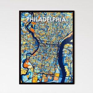 Philadelphia Kunstkarte Poster - lebendige bunte Wanddekoration | Einzigartiges Geschenk für Design-Liebhaber!