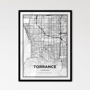 Torrance, California: Mapa de la ciudad de estilo escandinavo para una decoración moderna del hogar
