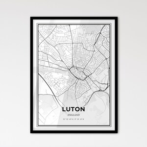 Luton England - Stadtplan im skandinavischen Stil für das moderne Wohndekor