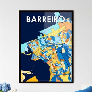 Carte artistique du BARREIRO PORTUGAL - Décoration murale vibrante pour des cadeaux uniques | Superbes intérieurs de maison !