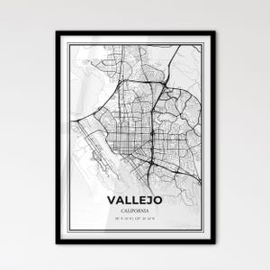 Vallejo Kalifornien - Stadtplan im skandinavischen Stil für das moderne Wohndekor
