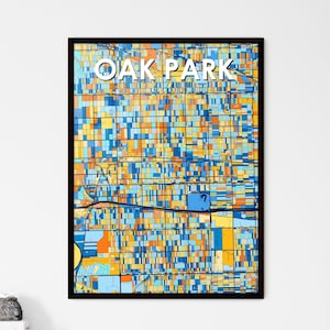 Oak Park, Illinois Kunst Karte - Lebendige Bunter Druck für Einzigartige Wand Dekoration | Nachdenkliche Personalisierbare Geschenke