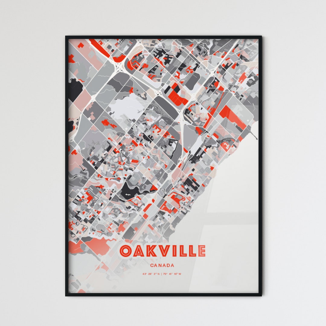 Modern OAKVILLE CANADA Art Map Custom Poster Etsy