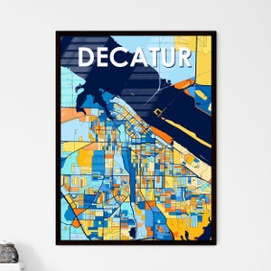 Decatur kunstkaartposter Alabama - Levendige aangepaste muurdecoratie voor unieke cadeaus | Prachtig interieur