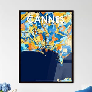Cannes, France - Poster de carte d'art vibrant de Zazzle.be Liste d'envies Vous avez des idées ? Décoration murale unique | Cadeau personnalisable parfait pour une maison élégante